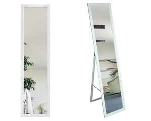 BD ART Stand-Ankleidespiegel Weiß Rustikal 155,8 x 35,8 cm Standspiegel Garderobe Standspiegel Weiß Rustikal Zeitloser eleganter MDF Rahmen