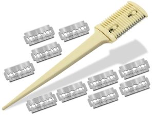 Effilierer Ausdünn Kamm Effiliermesser Haarpflege zum Ausdünnen und Schneiden von Haaren mit 10 Ersatzklingen