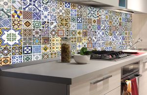 Küchenrückwand Folie selbstklebend PORTUGIESISCHE FLIESEN 180 x 60 cm - Klebefolie - Dekofolie - Spritzschutz für Küche -