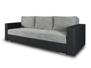 Schlafsofa Bird - Sofa mit Schlaffunktion und Bettkasten, Klappsofa, Schlafcouch mit Chromfüße, Couch, Couchgarnitur, Sofagarnitur (Schwarz + Grau (Dolaro 08 + Berlin 01))