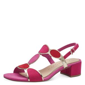 MARCO TOZZI Damen Sandale Textil Sandalette Metallic T-Riemen 2-28230-42, Größe:40 EU, Farbe:Pink