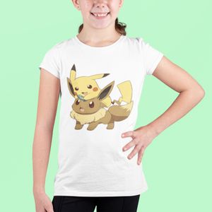 Bio Mädchen T-Shirt Pokemon Evolie Pikachu Pika Eevee Comic Shirt Anime Kids Baumwolle