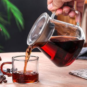 300ml Hohes Borosilikat Glas Kaffeekanne Hitzebeständige Kaffeekanne Herdplatte Teekanne Kaffee-Sharing-Topf mit Deckel