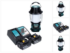 Makita DMR 056 RT Akku Radio 18 V FM DAB+ mit Laterne 360° Taschenlampe IP65 + 2x Akku 5,0 Ah + Ladegerät