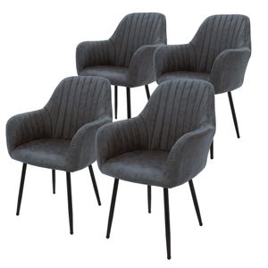 ML-Design 4er Set Esszimmerstuhl mit Rückenlehne, Anthrazit, aus Kunstleder