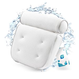 Vesta+ Badewannenkissen Weiß XL mit Saugnäpfen, Badekissen  als Badewannenkissen Nacken & Nackenkissen Badewanne, Badekissen für Badewanne, Badewannen Kissen & Duschkissen Badewanne
