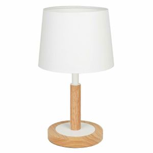 Tomons Nachttischlampe Dimmbar aus Holz, Moderne Stil LED Tischlampe, Schreibtischlampe Retro für Schlafzimmer oder im Hotel oder Café - Weiß [Energieklasse A++]
