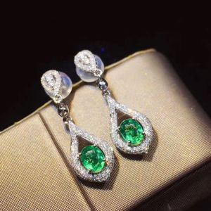 Hochzeitsgeschenk Hoher natürlicher und echter Smaragd-Ohrring Echter originaler Smaragd-Edelstein-Ohrring aus 925er Sterlingsilber