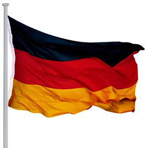 Deuba Aluminium Fahnenmast 6,50m inkl Seilzug inkl Deutschlandfahne Flaggenmast Mast Flagge Alu