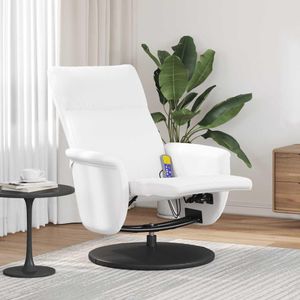vidaXL Massagesessel mit Fußteil Weiß Kunstleder