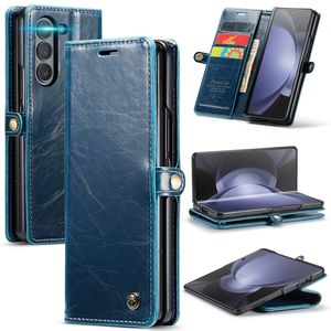 Hülle für Samsung Galaxy Z Fold 5 RFID Blockierung Kartenfächer Advanced Flip Lederhülle Schutzhülle Blau