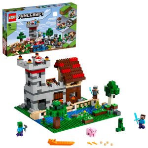 LEGO 21161 Minecraft Die Crafting-Box 3.0 2-in-1 Set Schloss oder Farm mit Figuren: Steve, Alex und Creeper