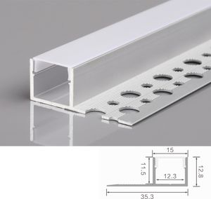 2m Alu Profil Unterputz Profil Trockenbau Schiene Kanal System mit Milchglas Abdeckung für LED-Streifen Profil H-13