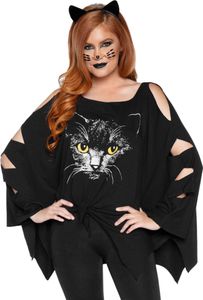 Katze Poncho-Shirt - Kostüm Fasching Halloween Größe: M-L