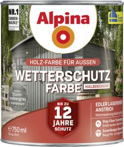 Alpina Wetterschutzfarbe halbdeckend 0,75 L sturmwolkengrau