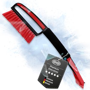 HEYNER® Eiskratzer Schneebesen Eisschaber Scheibenkratzer Auto mit 44 x 9,5 cm Klinge und Besen 1cm breit mit gesplissten Borsten und ergonomischen Softgriff