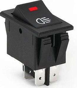 Kfz-Wippschalter 12V 35A, mit roter LED, Snap-in 20x34mm EIN/AUS 4-polig ASW-17D