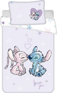 Jerry Fabrics Lilo and Stitch Baby fioletowy dwustronny zestaw pościeli poduszka kołdra 100x135cm maluch
