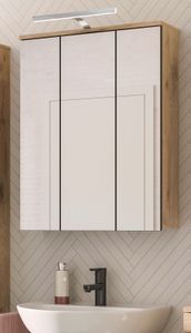 Badezimmer Spiegelschrank "Tomaso" Eiche Badschrank 3-türig 60 cm mit Soft-Close