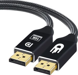 Drivv. DisplayPort Kabel 2.1 - 16K 60Hz - 8K 120Hz - 4K 144Hz 165Hz - 1080p 240 Hz - DisplayPort zu DisplayPort - DP Kabel - 5 Meter - Schwarz