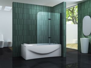 Duschtrennwand TWO- schwarz 100 x 140 (Badewanne)