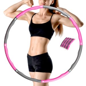 Penelife Hula-Hoop-Reifen zum , Bauchtraining, Fitness-Reifen, Abnehmbarer Hula Kreis mit 8 Segmenten für Gymnastik Sport Bauchformung, rosa grau