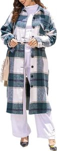 ASKSA Damen Kariertes Lange Hemdjacke Taschen Knöpfen Langarm Holzfällerjacke Mantel, B Dunkelgrün, XL ASKSA Damen Kariertes Lange Hemdjacke Taschen Knöpfen Langarm Holzfällerjacke Mantel, B Dunkelgrün, XL