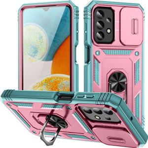 Galaxy A23 Hülle, Schiebe Kamera Schutz Stoßfest Schutzhülle mit Ringhalterung Ständer für Samsung Galaxy A23 5G/4G Pink