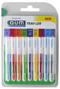 GUM TRAV-LER  Interdentalbürsten gemischt  - 9 Stück 0,6mm bis 2,0mm