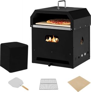 Piec do pizzy KOMFOTTEU 4 w 1, 300 °C, mini piekarnik z kamieniem do pizzy, łopatką do pizzy, rusztem do grillowania, wodoodporną pokrywą, wszechstronny, wodoodporny