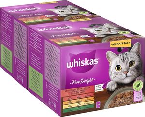 Whiskas Adult Pure Delight juicy bites - Nassfutter für ausgewachsene Katzen mit Rind, Huhn, Lamm und Geflügel in Gelee, 24 Beutel à 85 g (2er Pack)