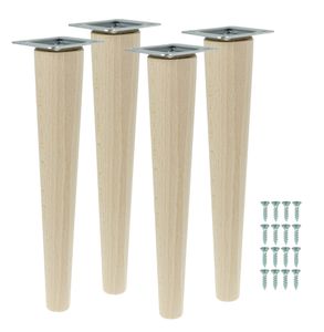 Möbelfüße 35 cm Höhe Holzfüße gerade aus Buche Holzmöbelfüße Tischbeine Möbelbeine Holz Schrank Beine Kegel 4 Stück