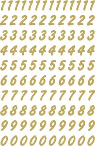 HERMA Zahlen Sticker 0-9 Folie transparent Zahlen gold 208 Sticker auf 2 Blatt