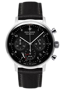 Iron Annie 5086-2 Solar Pánské hodinky Chronograph Bauhaus Kožený řemínek černá