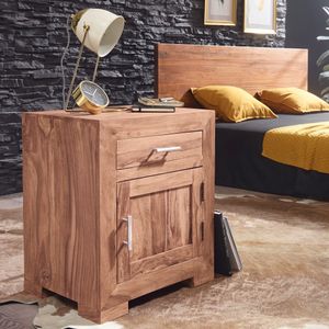 FineBuy Nachttisch Massivholz 60 cm Nachtschrank Nachtkonsole für Boxspringbett