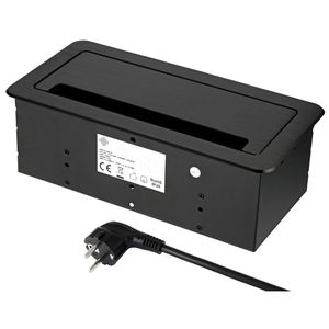 Versenkbare Aluminium Einbausteckdose 2-fach + USB + LAN + HDMI - schwarz