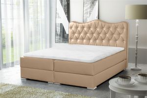 Boxspringbett Schlafzimmerbett SULTAN Kunstleder Creme 220x200cm