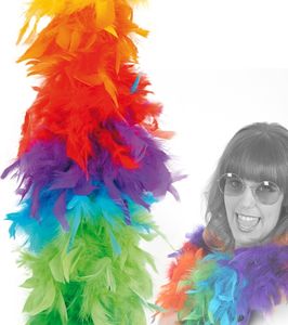 Federboa regenbogen, 180 cm. Kostümzubehör elegant