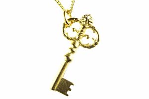 Schlüssel Kette Halskette Miniblings 80cm Key Schlüsselkette Schloss vergoldet