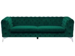 BELIANI Sofa Smaragdgrün Samtstoff 3-Sitzer Chesterfield Stil Klassisch Wohnzimmer