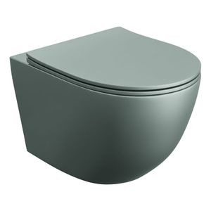 LAVITA Wand-WC Sinto Grey | HŠnge Toilette | Toilettendeckel mit Absenkautomatik & Metallscharniere | Toiletten SpŸlrandlos HŠngend | Toilettenbecken | 365x490x395 cm | Grau