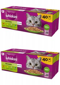 Mokra karma dla kotów w galaretce z wołowiną, kurczakiem, łososiem i tuńczykiem Whiskas Mix Smaków 40x85g