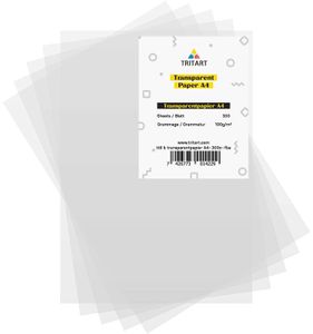 Tritart Transparentpapier Bedruckbar Weiß DIN A4 | 300 Blatt 100g/qm | Papier Transparent