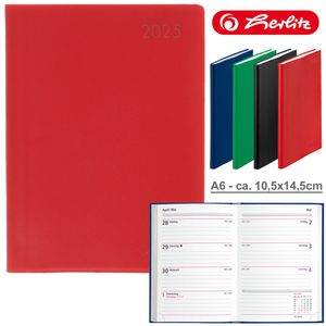 Herlitz Taschenkalender Folie A6 2025, Jahr / Farbe:2025 / rot