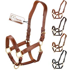 Esposita anatomisches Lederhalfter "Deluxe" - Cronic Braun Pony