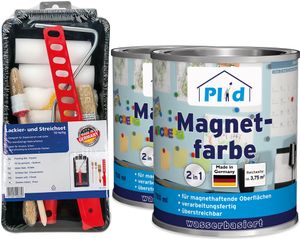 plid Premium Magnetfarbe Magnet Magnetlack Magnetwand Set 1,5l - Anstreichset