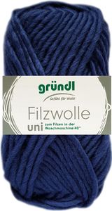 50 Gramm Gründl Wolle Filzwolle Uni 16 Marine