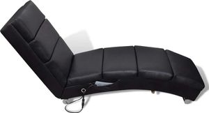 vidaXL Masážne lehátko Black Imitation Leather vidaXL Masážne lehátko Black Imitation Leather