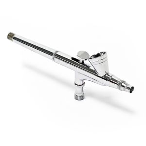 Wiltec Airbrush Pistole Typ 135 mit Double Action Funktion, Düse Ø 0,3 mm, 2 ml Farbbecher, Pipette, Adapter für Modellbau, Nailart usw.