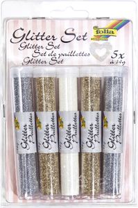 folia Glitter-Set / Glitterpulver 5 Tuben à 14 g farbig sortiert